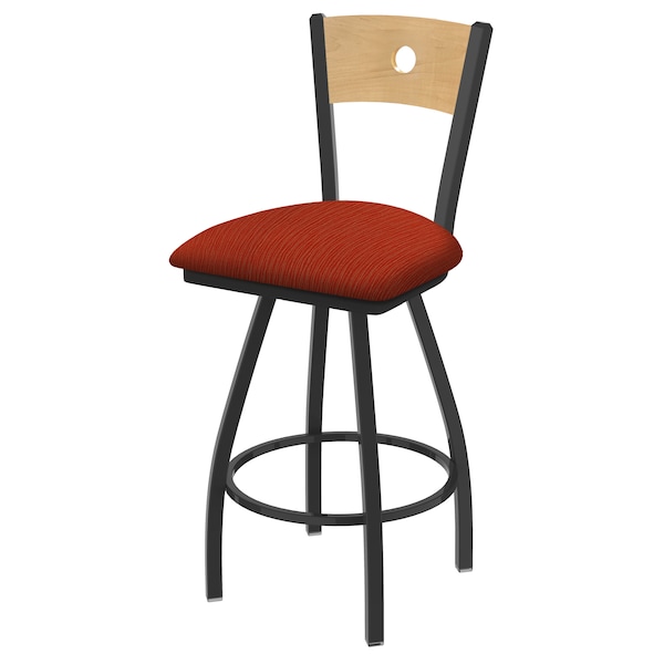 36" Swivel Counter Stool, Bronze Finish, Nat Back, Graph Poppy Seat